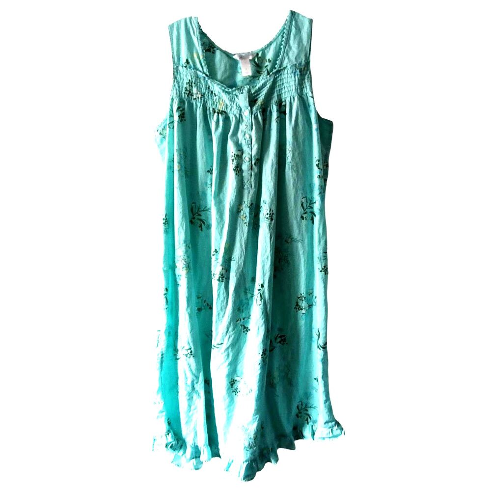Adonna Sleeveless Prairie Cotton Nightgown Ruffle Hem Size L Cottagecore Sleep